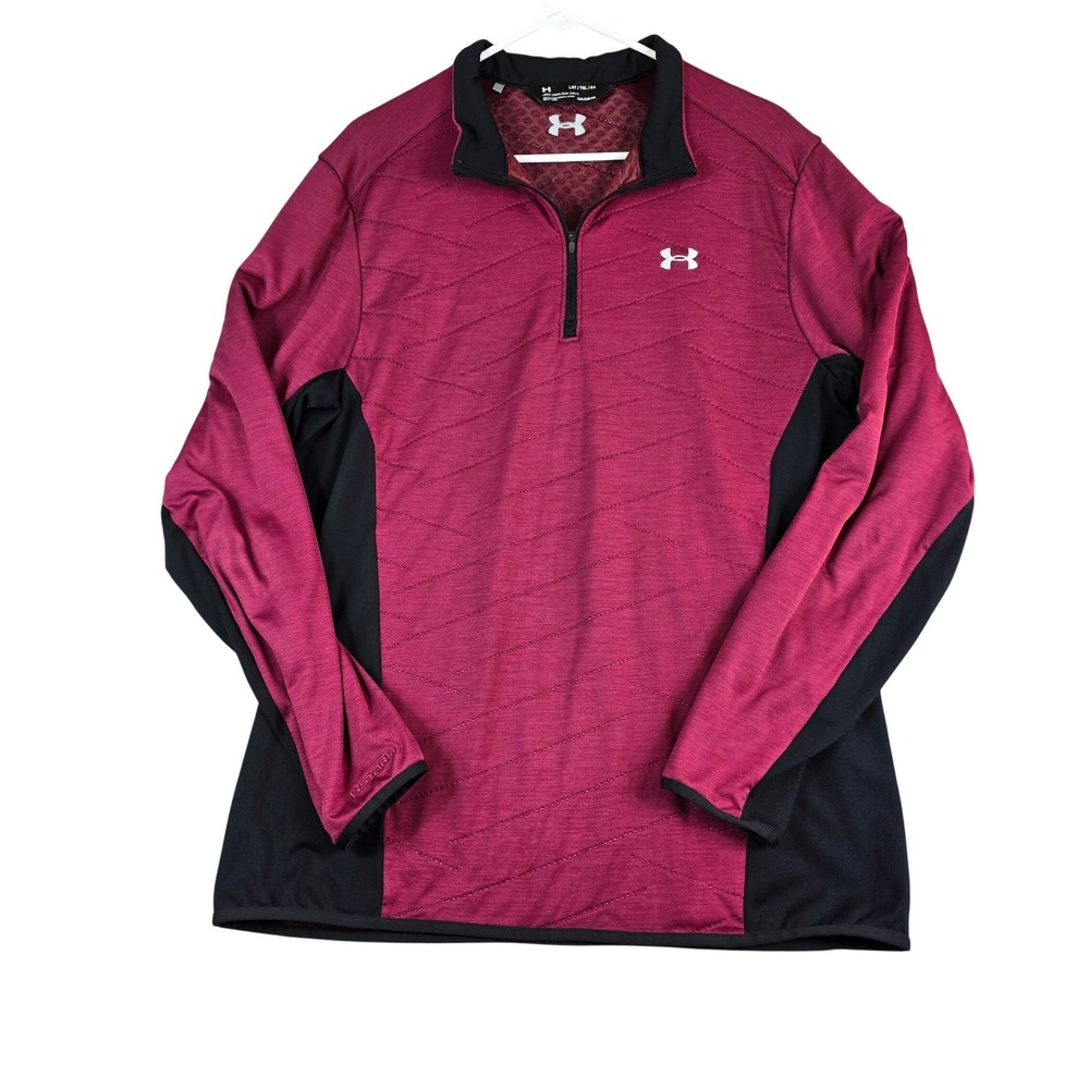 Under Armour ColdGear Storm 1/4 Zip Jacket Mens Large Maroon Black Golf Active